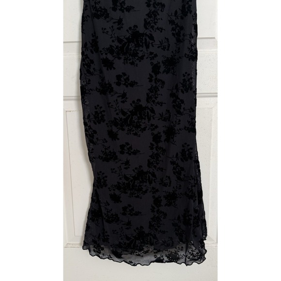 Y2K Style Black Sheer Floral Burnout Lace Midi Slip Dress Goth Prom whimsy XL - Picture 4 of 14